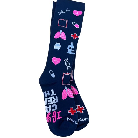 Compression Stockings Socks Womens Health Item Pattern Blue Pink - Picture 1 of 6